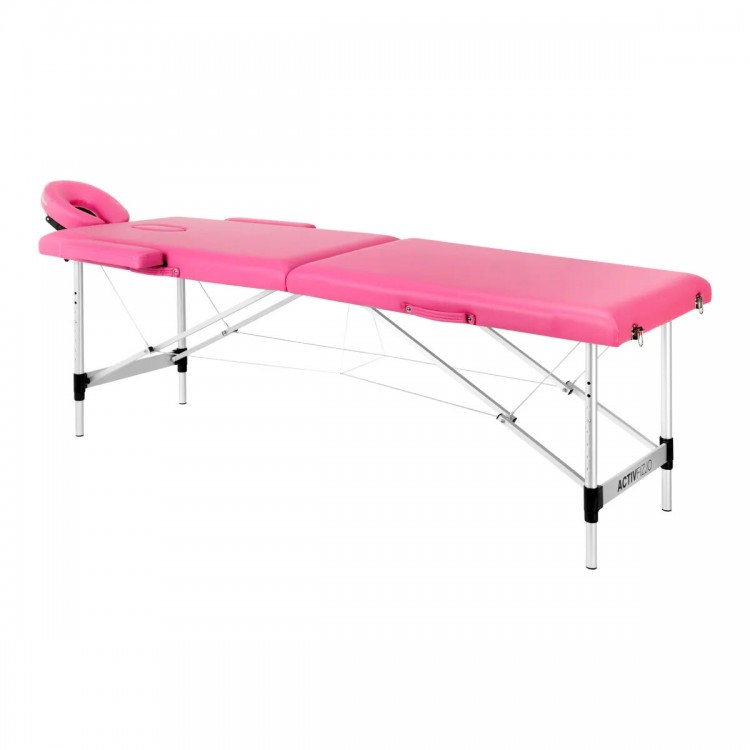 Lettino Pieghevole in Similpelle Rosa e Struttura in Alluminio Lettino Pieghevole in Similpelle Rosa e Struttura in Alluminio