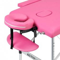 Lettino Pieghevole in Similpelle Rosa e Struttura in Alluminio