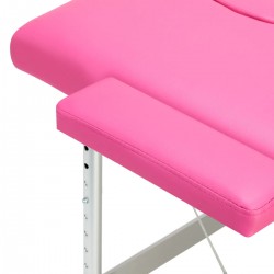 Lettino Pieghevole in Similpelle Rosa e Struttura in Alluminio