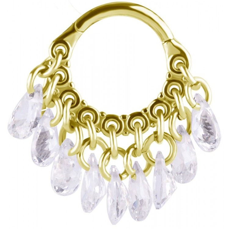 GD 316 HINGED RING WITH PEAR SHAPE STONE DANGLES 1,2x8mm WH GD 316 HINGED RING WITH PEAR SHAPE STONE DANGLES 1,2x8mm WH