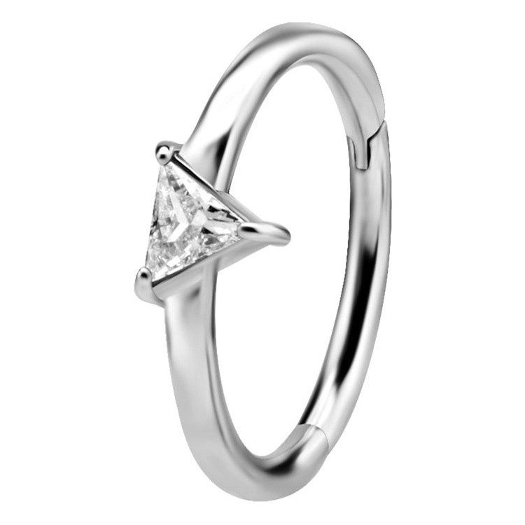 SS 316 HINGED RING SET W. TRIANGLE ZIRCONIA 1,2x12mm WH SS 316 HINGED RING SET W. TRIANGLE ZIRCONIA 1,2x12mm WH