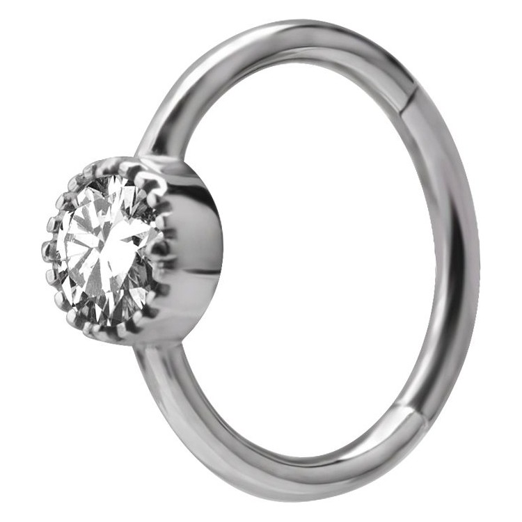 SS 316 HINGED RING SET W. ZIRCONIA 1,2x12mm WH