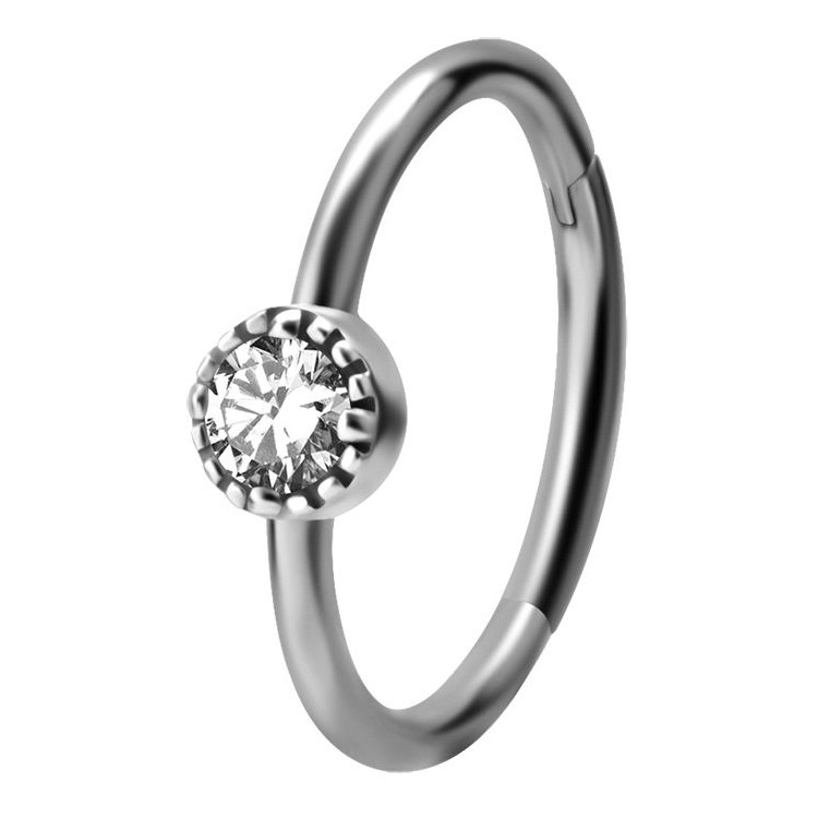 SS 316 HINGED RING SET W. ZIRCONIA 1,2x12mm WH SS 316 HINGED RING SET W. ZIRCONIA 1,2x12mm WH