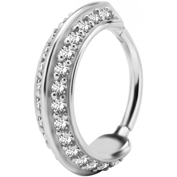 SS 316 HINGED RING SET W. ZIRCONIA 1,2x12mm WH SS 316 HINGED RING SET W. ZIRCONIA 1,2x12mm WH
