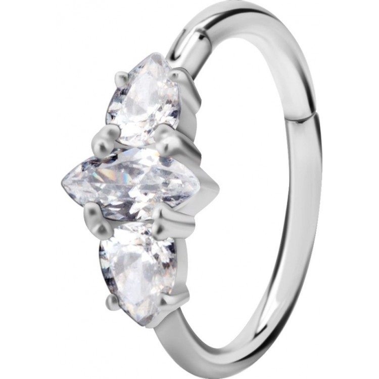 SS 316 HINGED RING SET W. ZIRCONIA 1,2x12mm WH SS 316 HINGED RING SET W. ZIRCONIA 1,2x12mm WH