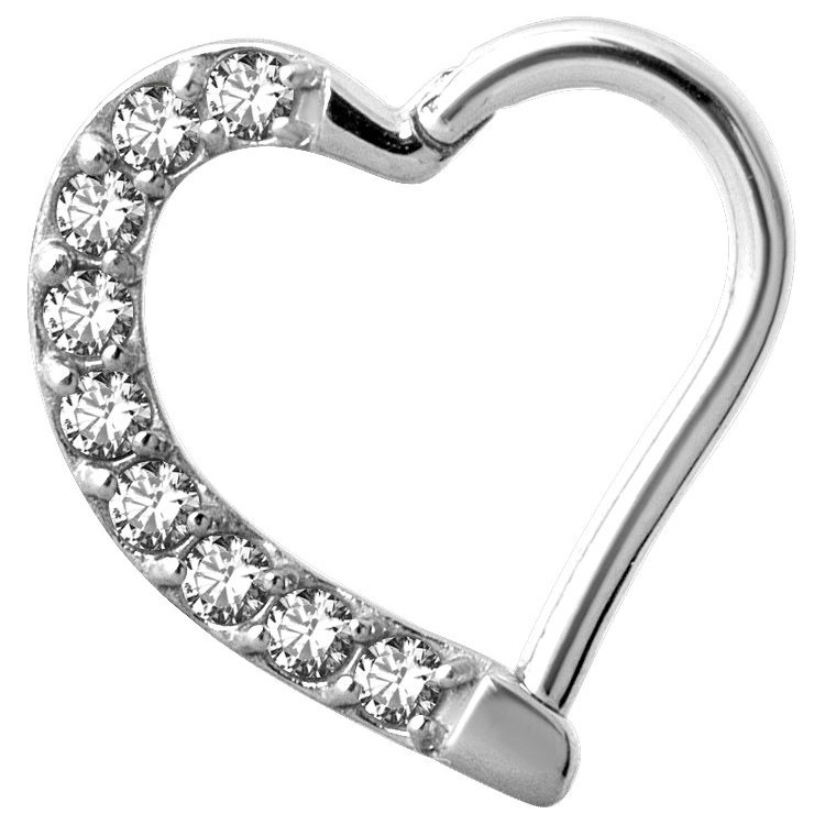 SS 316 JEWELLED HINGED HEART RING RIGHT SS 316 JEWELLED HINGED HEART RING RIGHT
