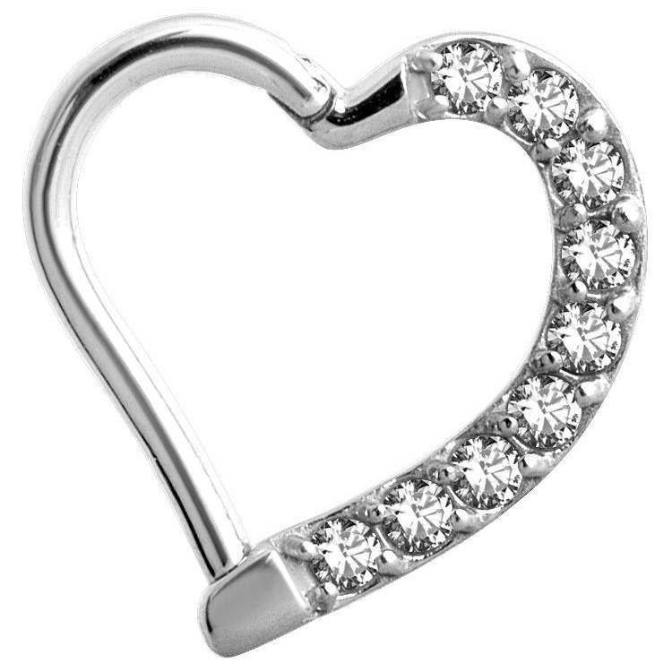 SS 316 JEWELLED HINGED HEART RING LEFT SS 316 JEWELLED HINGED HEART RING LEFT