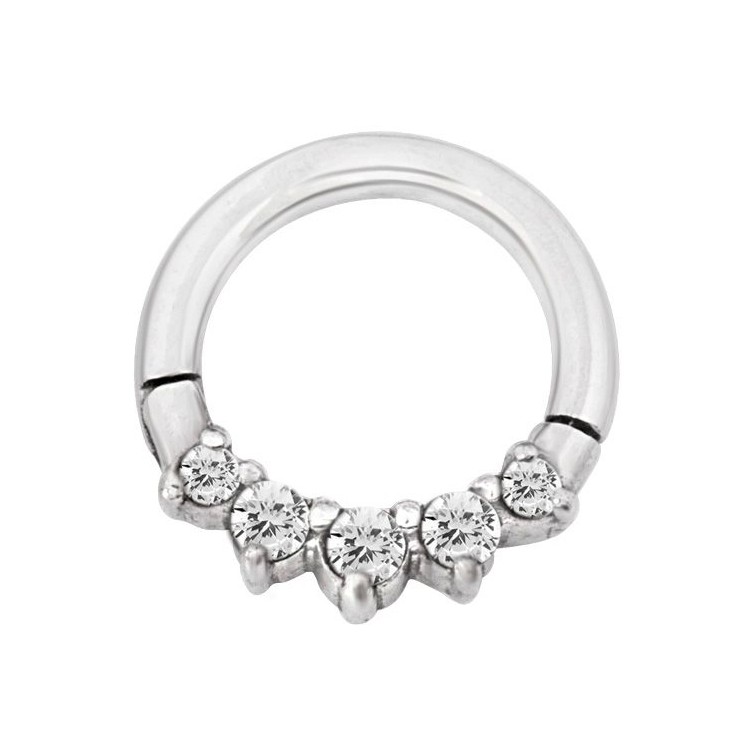 SS 316 HINGED RING SET W. ZIRCONIA (FRONT FACING) SS 316 HINGED RING SET W. ZIRCONIA (FRONT FACING)