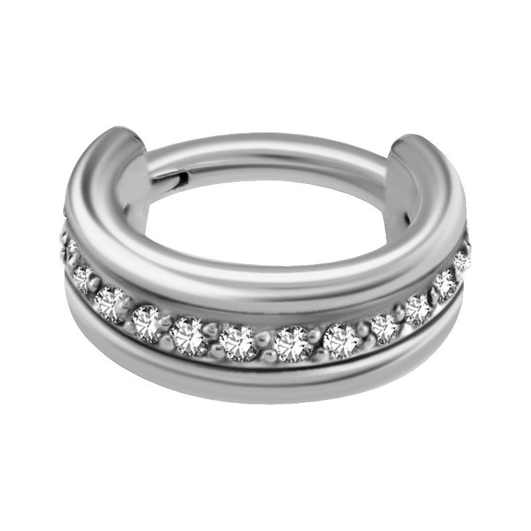 SS 316 TRIPLE HINGED RING SET WITH ZIRCONIA 1,2x7mm WH SS 316 TRIPLE HINGED RING SET WITH ZIRCONIA 1,2x7mm WH