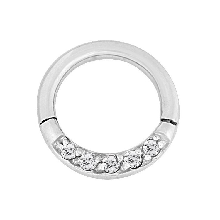 SS 316 HINGED RING SET W. ZIRCONIA (FRONT FACING) SS 316 HINGED RING SET W. ZIRCONIA (FRONT FACING)