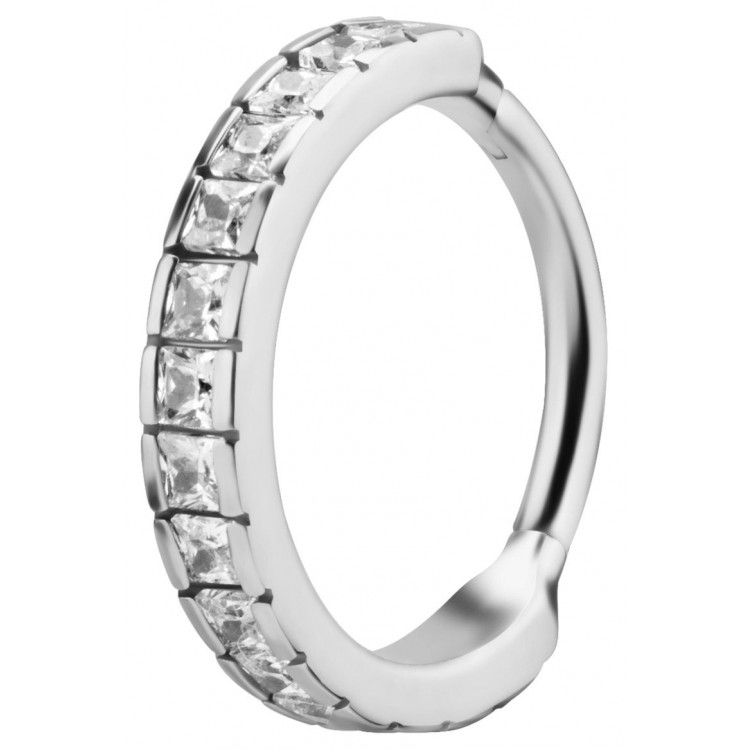 SS 316 HINGED RING SET W. SQUARE ZIRCONIA SS 316 HINGED RING SET W. SQUARE ZIRCONIA