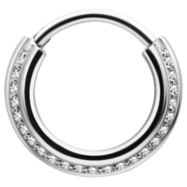 SS 316 TRIPLE SLANTED HINGED RING SET W. ZIRCONIA SS 316 TRIPLE SLANTED HINGED RING SET W. ZIRCONIA