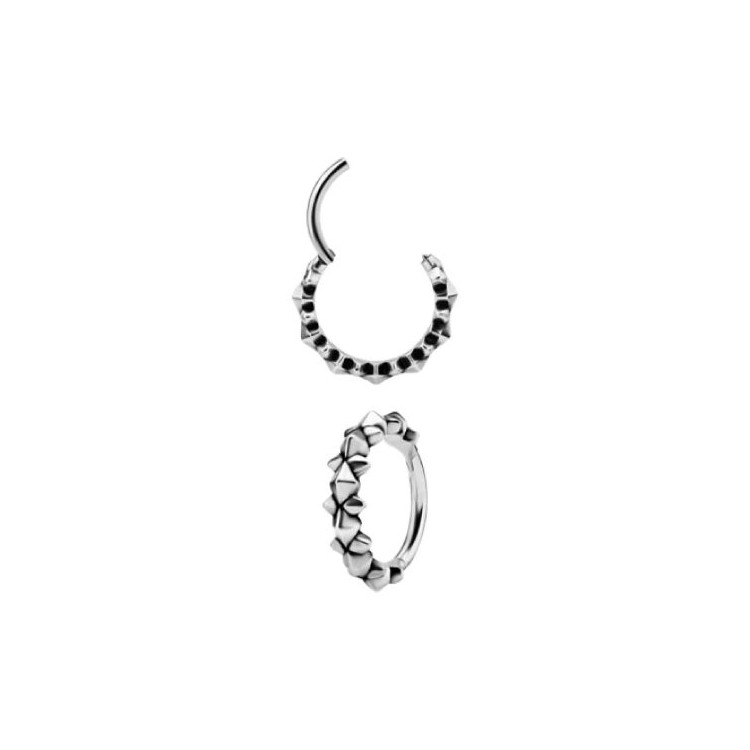 SS 316 HINGED CLICKER (PYRAMIDS & SPIKES) 1,2x10mm SS 316 HINGED CLICKER (PYRAMIDS & SPIKES) 1,2x10mm