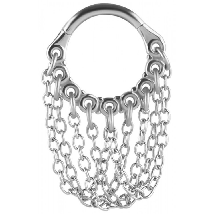 SS 316 HINGED RING WITH CHAIN DANGLES (PLAIN) 1,2x8mm SS 316 HINGED RING WITH CHAIN DANGLES (PLAIN) 1,2x8mm