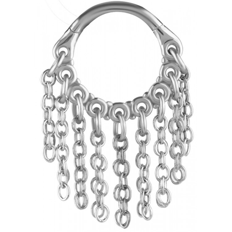 SS 316 HINGED RING WITH CHAIN DANGLES (PLAIN) 1,2x8mm SS 316 HINGED RING WITH CHAIN DANGLES (PLAIN) 1,2x8mm