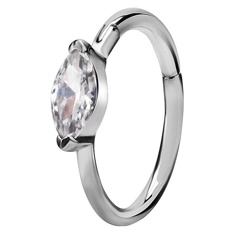 SS 316 HINGED RING SET W. MARQUISE ZIRCONIA SS 316 HINGED RING SET W. MARQUISE ZIRCONIA