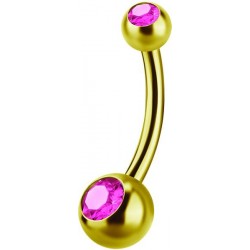 GD 316 6mm DOUBLE JEWEL NAVEL BARBELLS