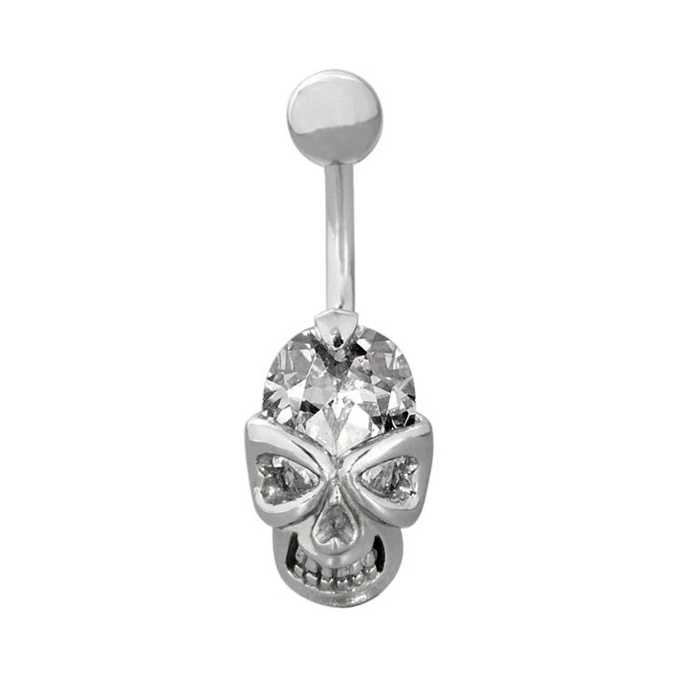 SS 316 JEWEL BANANA 1,6x10mm SKULL - WH SS 316 JEWEL BANANA 1,6x10mm SKULL - WH