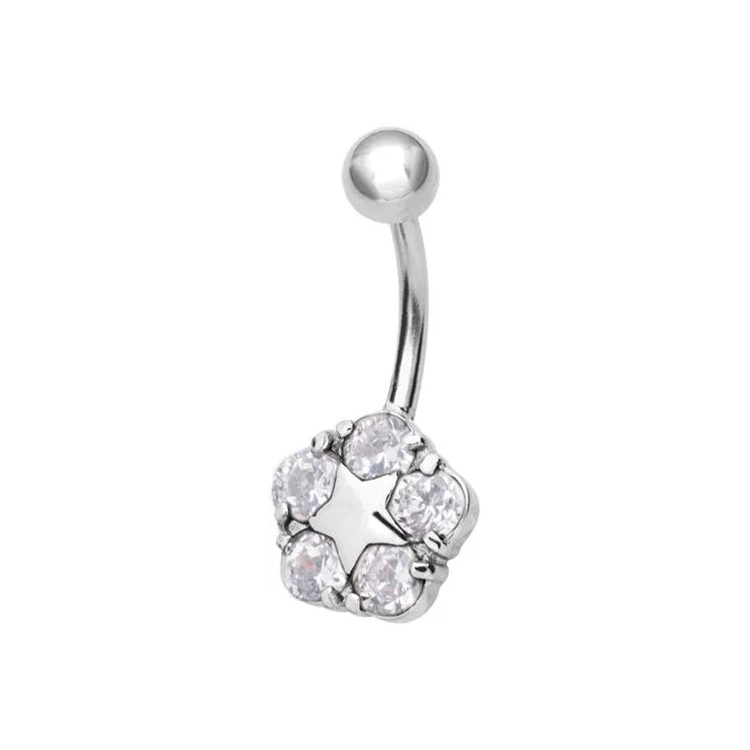 SS 316 JEWEL BANANA 1,6x10mm FLOWER STAR - WH SS 316 JEWEL BANANA 1,6x10mm FLOWER STAR - WH