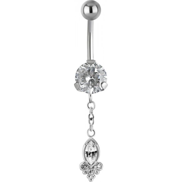 SS 316 JEWEL BANANA WITH DANGLES 1,6x10mm model 37 WH SS 316 JEWEL BANANA WITH DANGLES 1,6x10mm model 37 WH