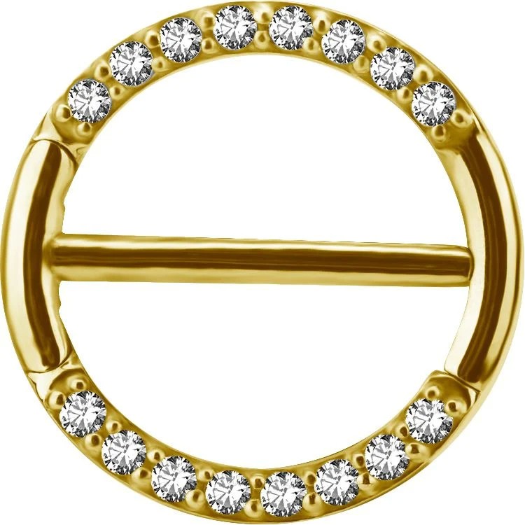 GD 316 JEWELLED DOUBLE NIPPLE CLICKER RING GD 316 JEWELLED DOUBLE NIPPLE CLICKER RING