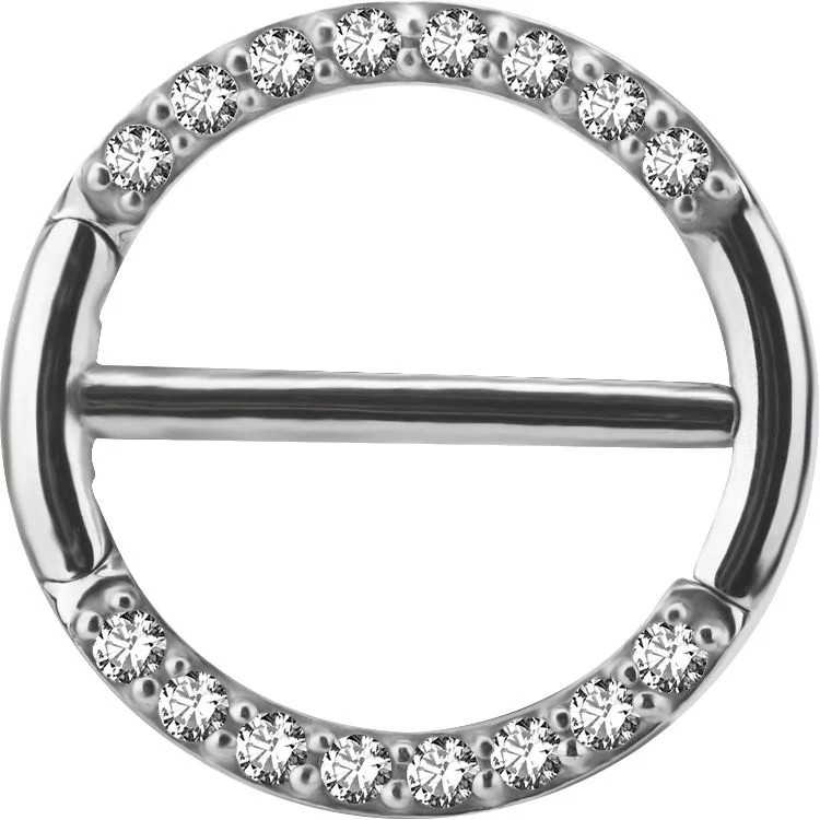 SS 316 JEWELLED DOUBLE NIPPLE CLICKER RING SS 316 JEWELLED DOUBLE NIPPLE CLICKER RING