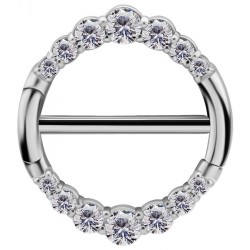 SS 316 JEWELLED DOUBLE NIPPLE CLICKER RING