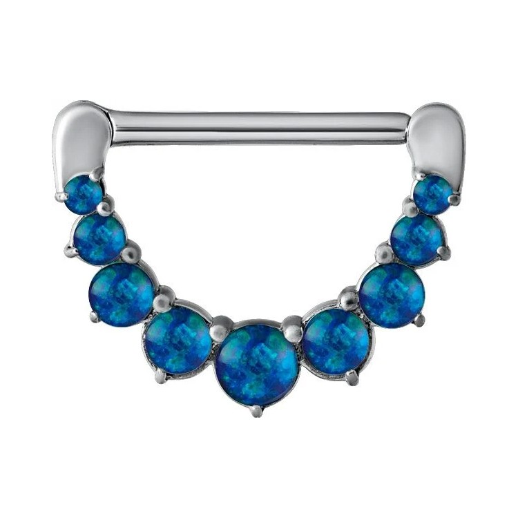 SS 316 JEWELLED NIPPLE CLICKER W/OPALS SS 316 JEWELLED NIPPLE CLICKER W/OPALS