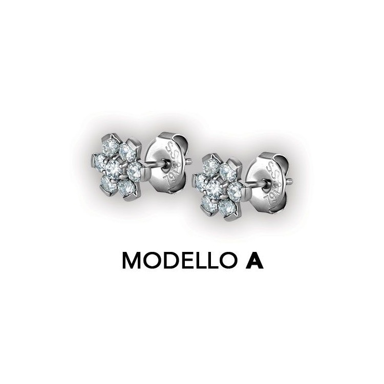 SS 316 FLOWER EAR STUDS W/ ZIRCONIA (PAIR) SS 316 FLOWER EAR STUDS W/ ZIRCONIA (PAIR)