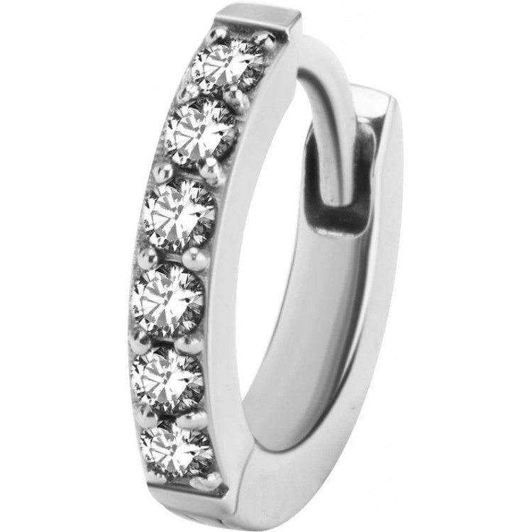 SS 316 HUGGIE HOOP EARRINGS PAVE SETTING (PAIR) 0,8mm WH SS 316 HUGGIE HOOP EARRINGS PAVE SETTING (PAIR) 0,8mm WH