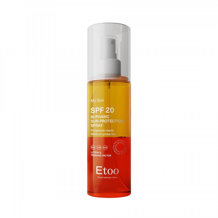 SPF 20 BIPHASIC SUN PROTECTION SPRAY Etoo - Spray Bifasico Protezione Media - 200ml SPF 20 BIPHASIC SUN PROTECTION SPRAY Etoo - Spray Bifasico Protezione Media - 200ml