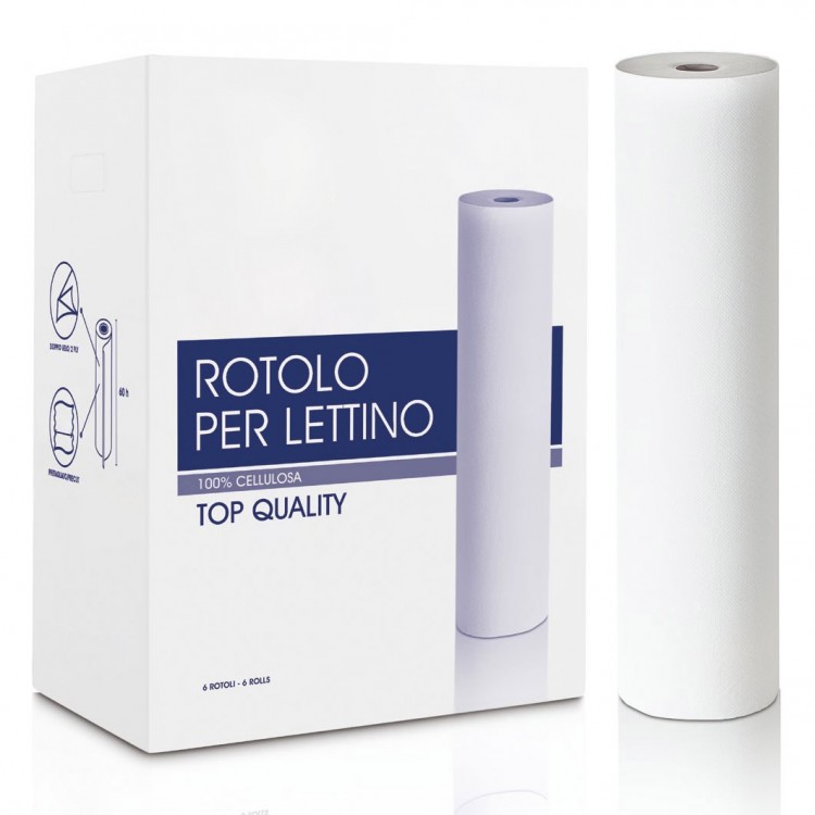 Rotolo SINGOLO di Carta BIANCHISSIMA in Pura Cellulosa per Lettino Doppio Velo - 60cm Rotolo SINGOLO di Carta BIANCHISSIMA in Pura Cellulosa per Lettino Doppio Velo - 60cm
