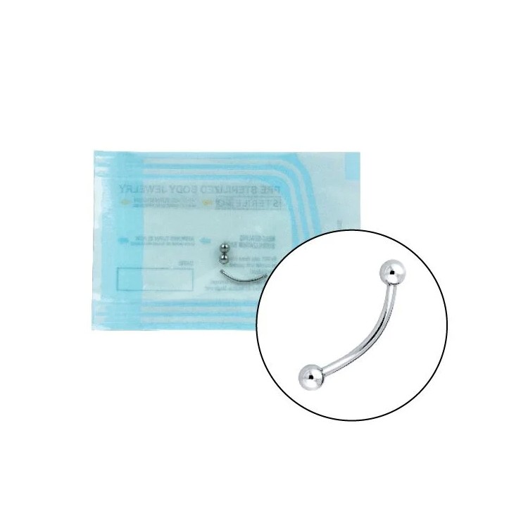 TT STERILE CURVED EYEBROW BARBELLS sfere 3mm TT STERILE CURVED EYEBROW BARBELLS sfere 3mm