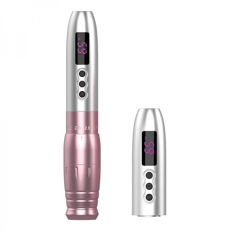 EZ Lola Air Pro - Silver Pink - Corsa Regolabile (2.0 - 3.3 mm) - Dermografo Wireless PMU Pen EZ Lola Air Pro - Silver Pink - Corsa Regolabile (2.0 - 3.3 mm) - Dermografo Wireless PMU Pen
