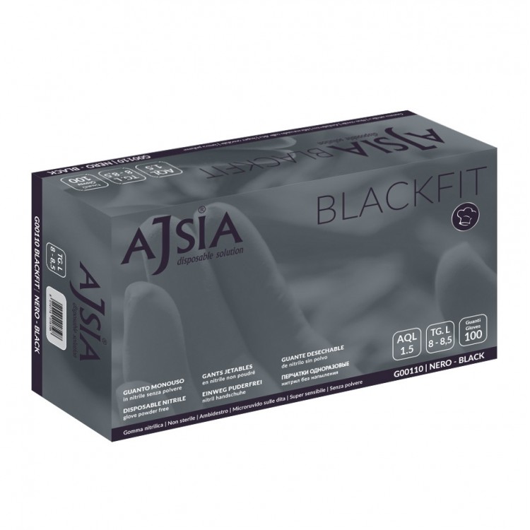 Guanti in Nitrile Neri Certificati CE - Senza Polvere - BLACKFIT - 100pz. Guanti in Nitrile Neri Certificati CE - Senza Polvere - BLACKFIT - 100pz.