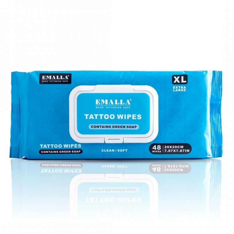 EMALLA Green Soap Wipes - 20x20cm - Tattoo Wipes w/ Green Soap - 48pz. EMALLA Green Soap Wipes - 20x20cm - Tattoo Wipes w/ Green Soap - 48pz.