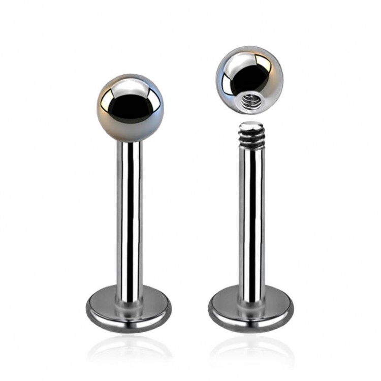 Labret in Titanio G23 ASTM F136 con Pallina
