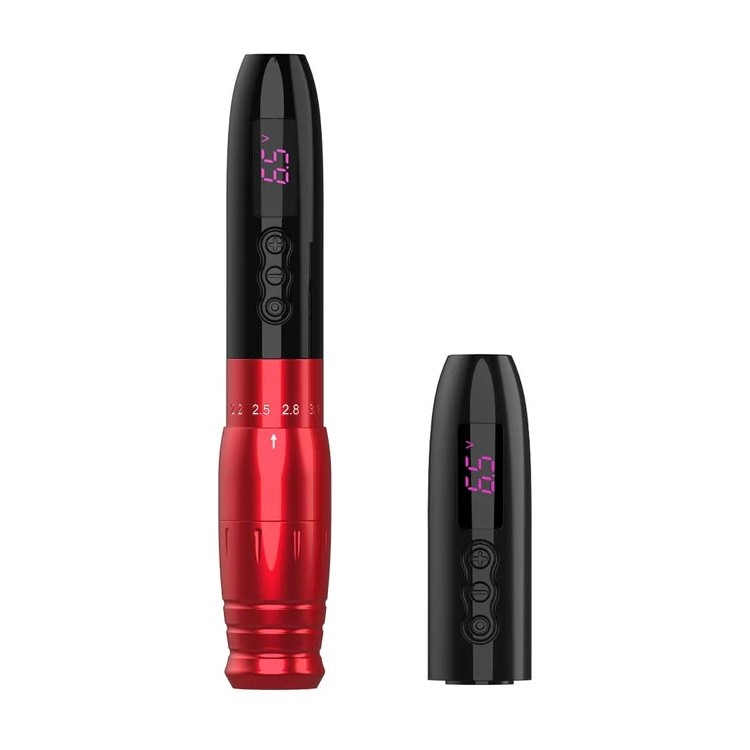 EZ Lola Air Pro - Black Red - Corsa Regolabile (2.0 - 3.3 mm) - Dermografo Wireless PMU Pen