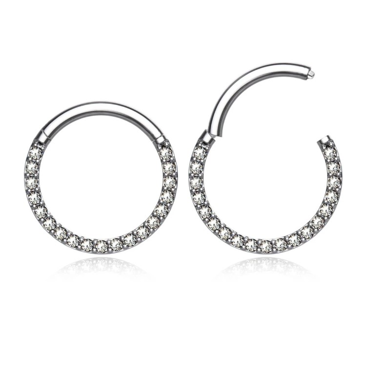Clicker Septum in Acciaio Inox 316L con Zirconie Frontali