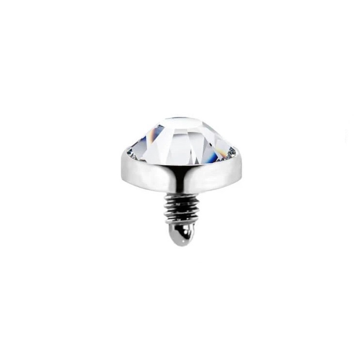 Terminale Dermal in Titanio G23 ASTM F136 con Cristallo Incastonato