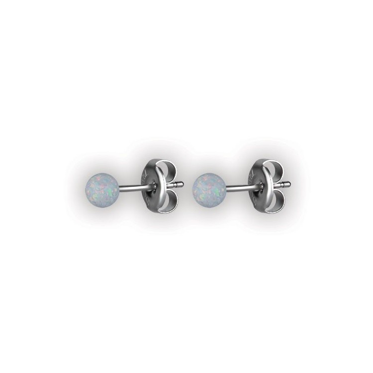 SS 316 SYNTHETIC OPAL BALL EARSTUDS (PAIR) 3mm WH/OP SS 316 SYNTHETIC OPAL BALL EARSTUDS (PAIR) 3mm WH/OP