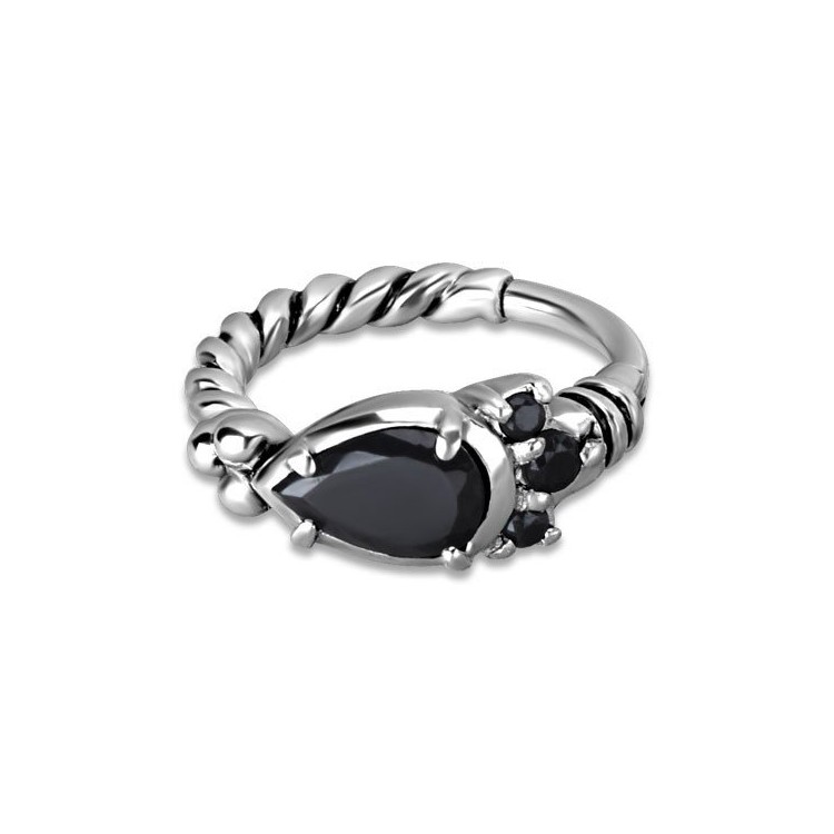 SS 316 HINGED RING W/ZIRCONIA mod.12 SS 316 HINGED RING W/ZIRCONIA mod.12