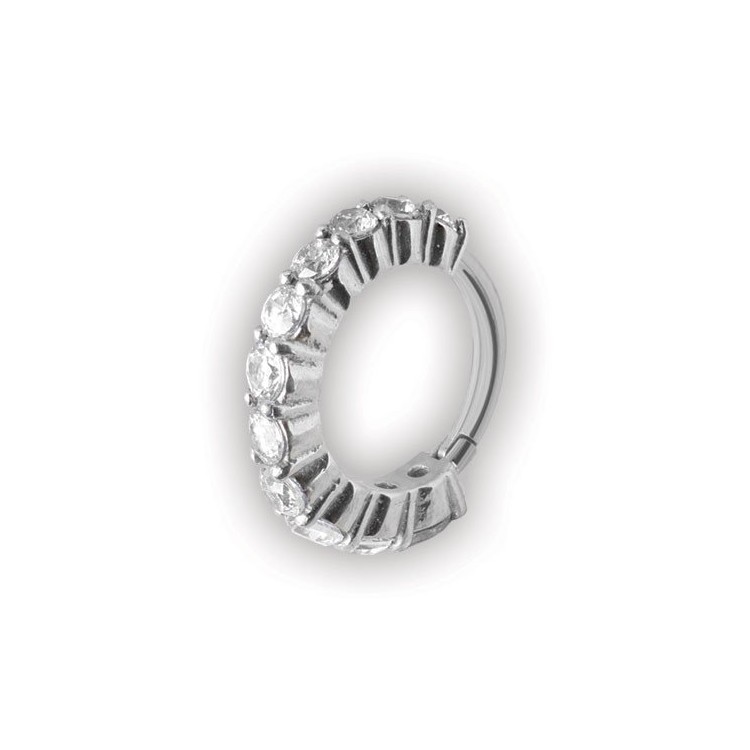 SS 316 HINGED RING W/ CRYSTAL SS 316 HINGED RING W/ CRYSTAL