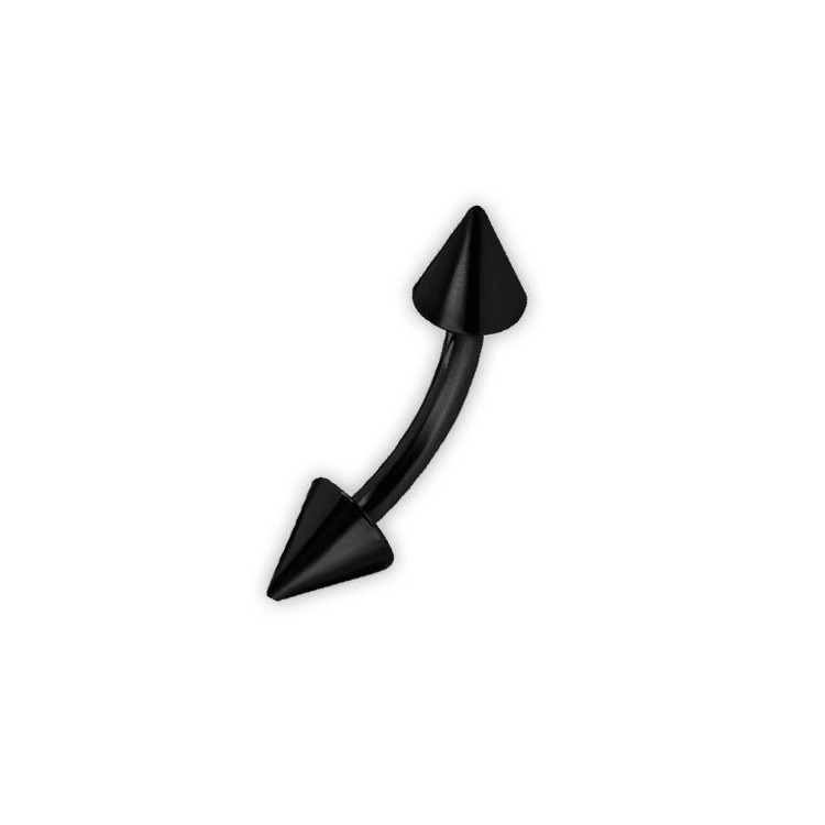 BK 316 CURVED EYEBROW BARBELLS W/CONES BK 316 CURVED EYEBROW BARBELLS W/CONES