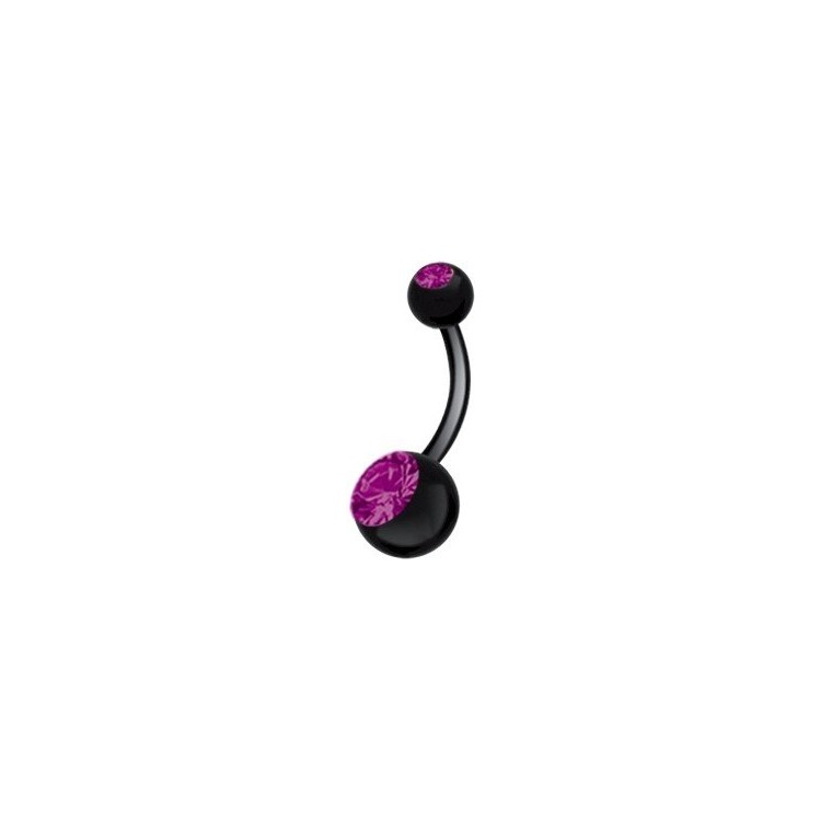 BK 316 8mm DOUBLE JEWEL NAVEL BARBELLS BK 316 8mm DOUBLE JEWEL NAVEL BARBELLS